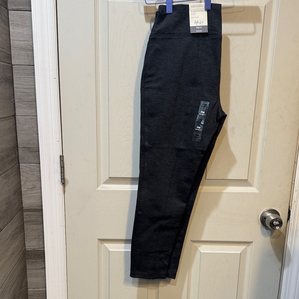 Style & Co. Petite Mid-Rise Brushed Charcoal Gray Leggings